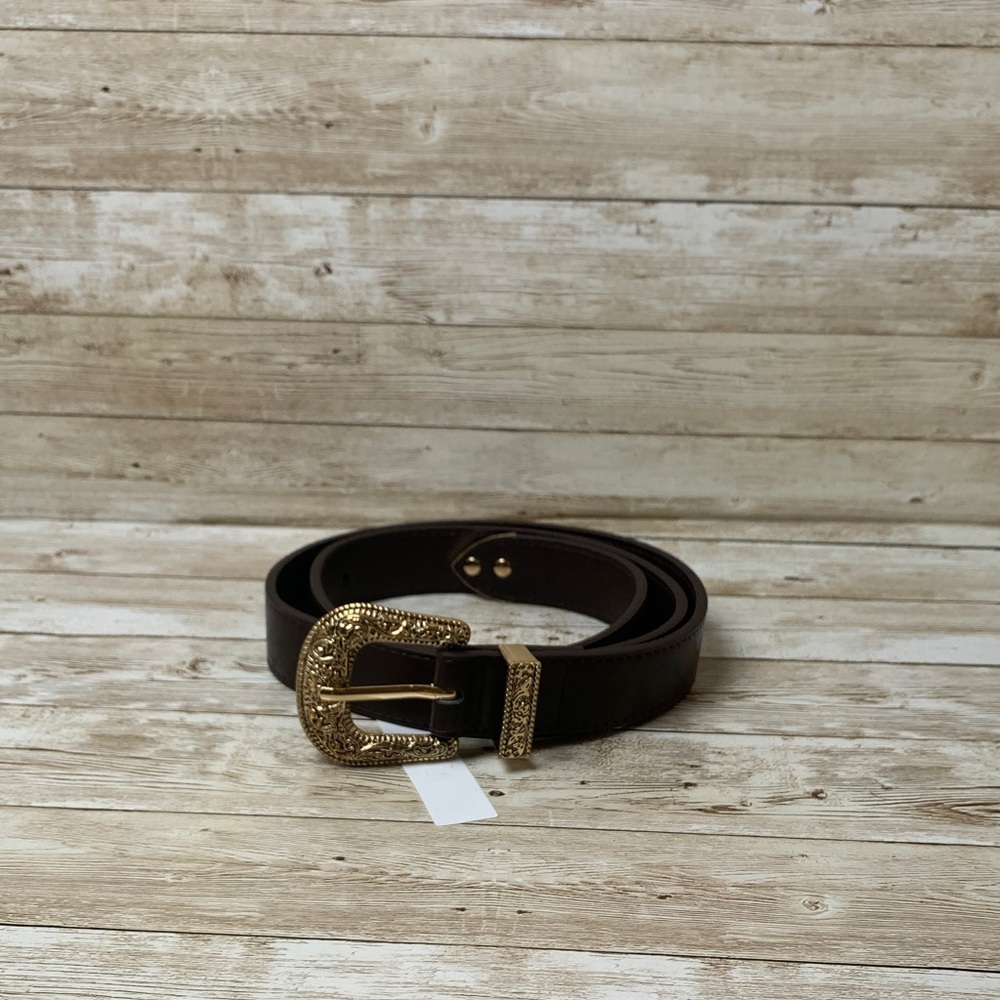 SHEIN Brown Belt with Gold Buckle